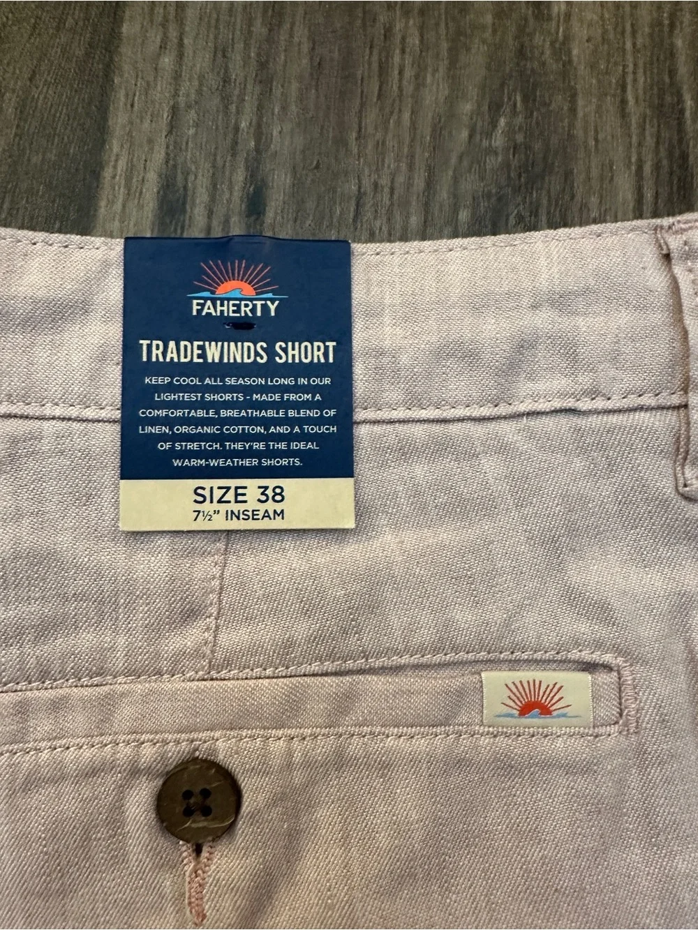 Faherty Linen Organic Cotton Blend Shorts Men’s Size 38 Pink Mauve